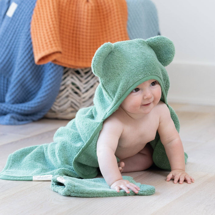 Bella Tunno | Hooded Towel + Wash Mitt Set Sea Foam