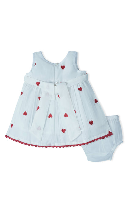 Heart-Embroidered Cotton Dress