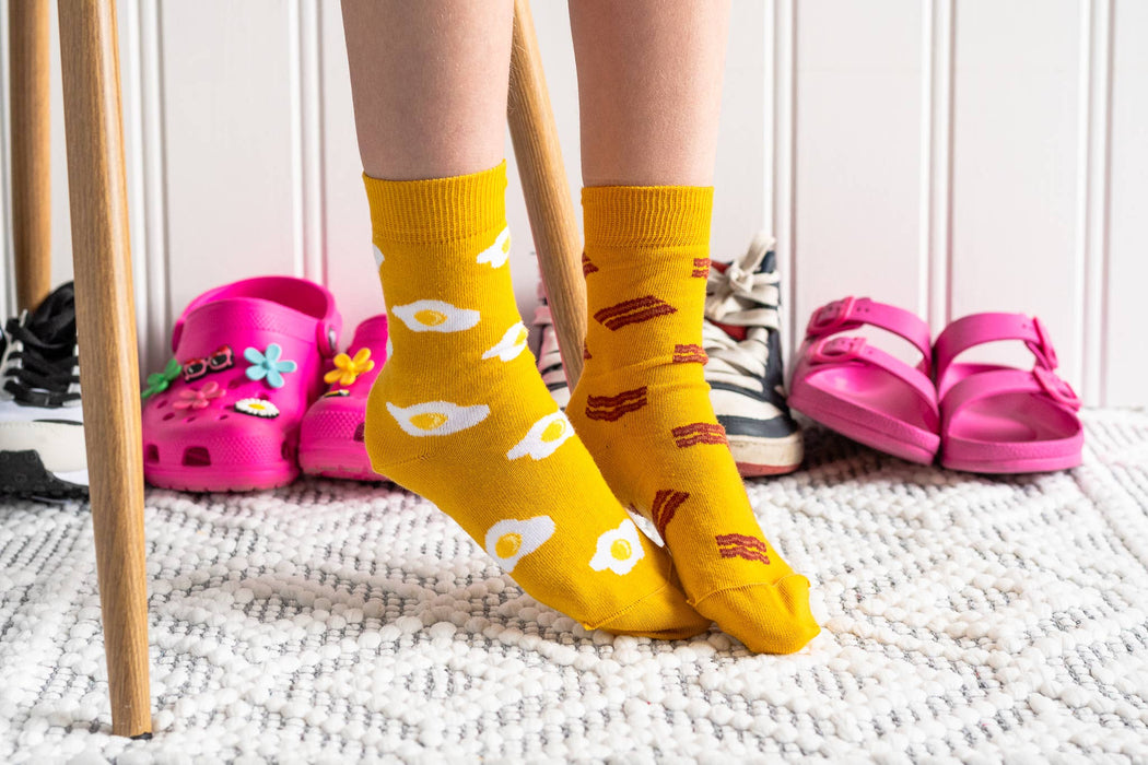Kid's Bacon & Eggs Yellow Socks