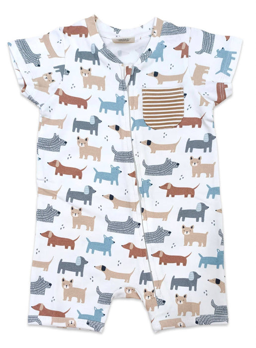 Viverano Organics Dog Zipper Short Baby Romper (Organic Jersey)