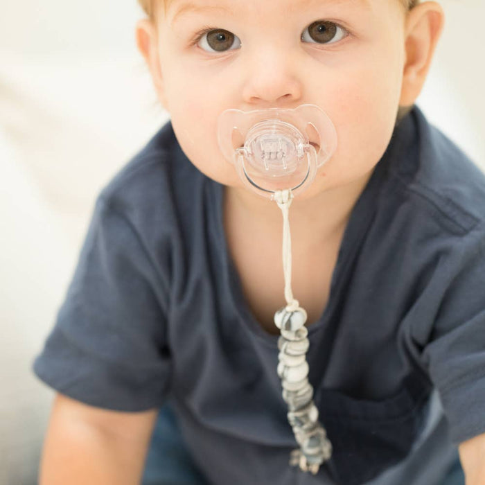 Black Marble Pacifier Clip