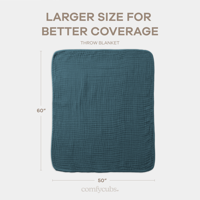 Muslin Blanket for Adults, 6-Layer Bedding by Comfy Cubs