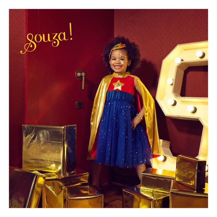 Souza Superhero Girl Costume for Kids - Carnival use (sz 5-7 yrs)