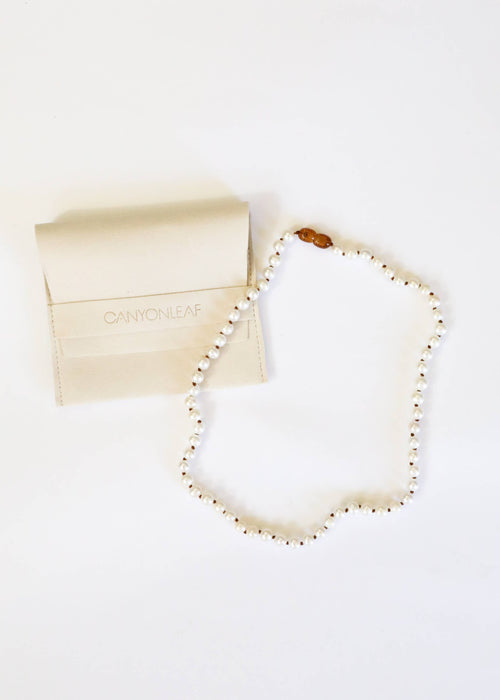 Pure Gemstone + Pearl || Beaded Necklace: 11"