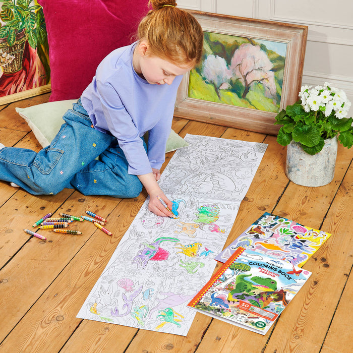 Dinosaurs Abound Fold-Out Coloring Book with Stickers