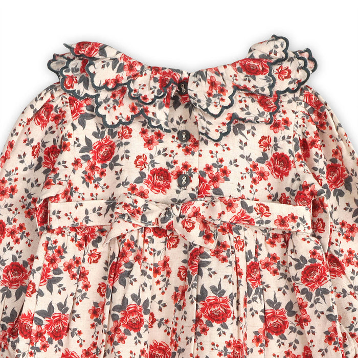 Viverano Organics Amour Rose Floral Ruffle Baby Dress & Bloomer (Linen Blend)