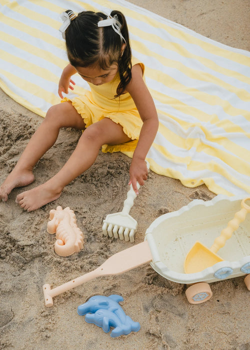 Coco Village Oversized 6-Piece Wheat Straw Sand Toy Set | Wagon & Accessories