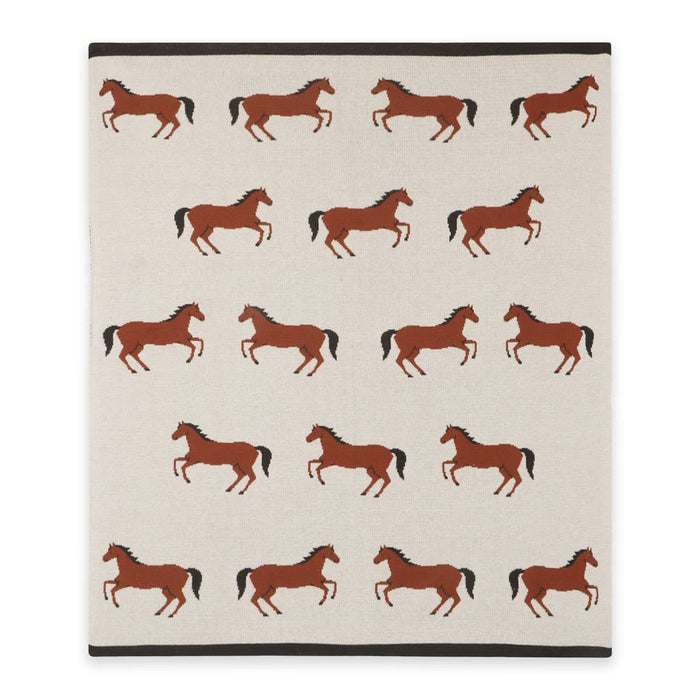 Horse - Organic Cotton Jacquard Sweater Knit Baby Blanket