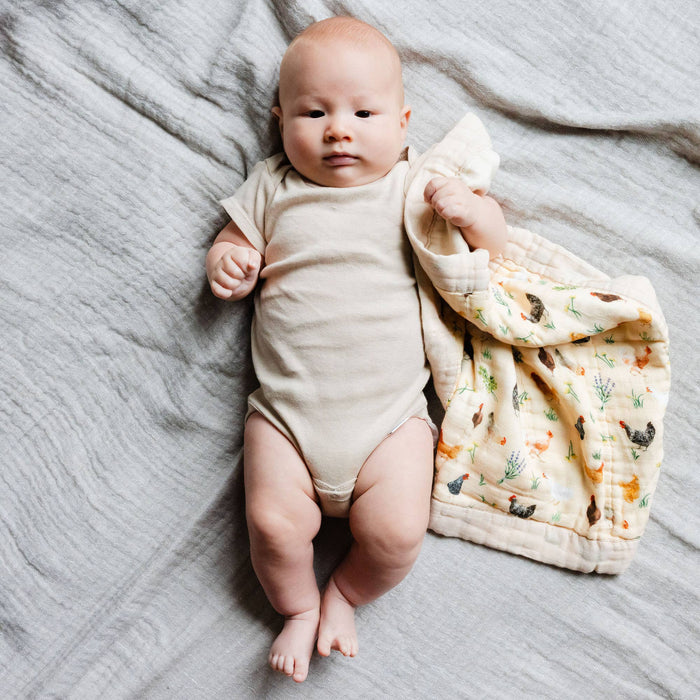Chicken Meadows Baby Lovey Muslin Blanket