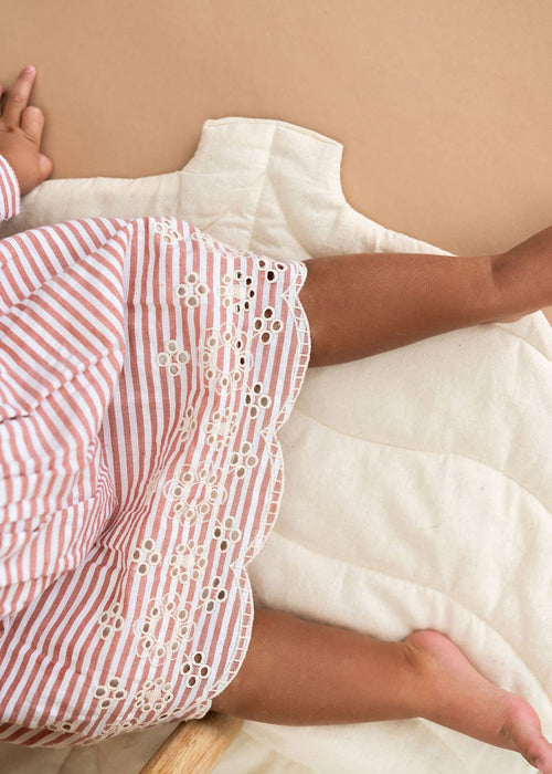 Viverano Organics Vivienne Striped Embroidered Baby Dress & Bloomer (Organic)