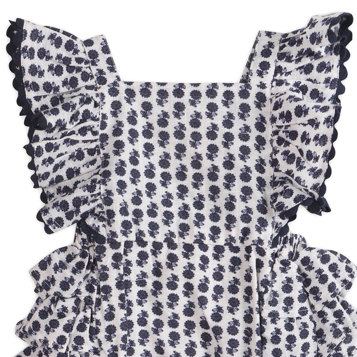 Everly Blue Floral Baby Romper + Headband (Organic)