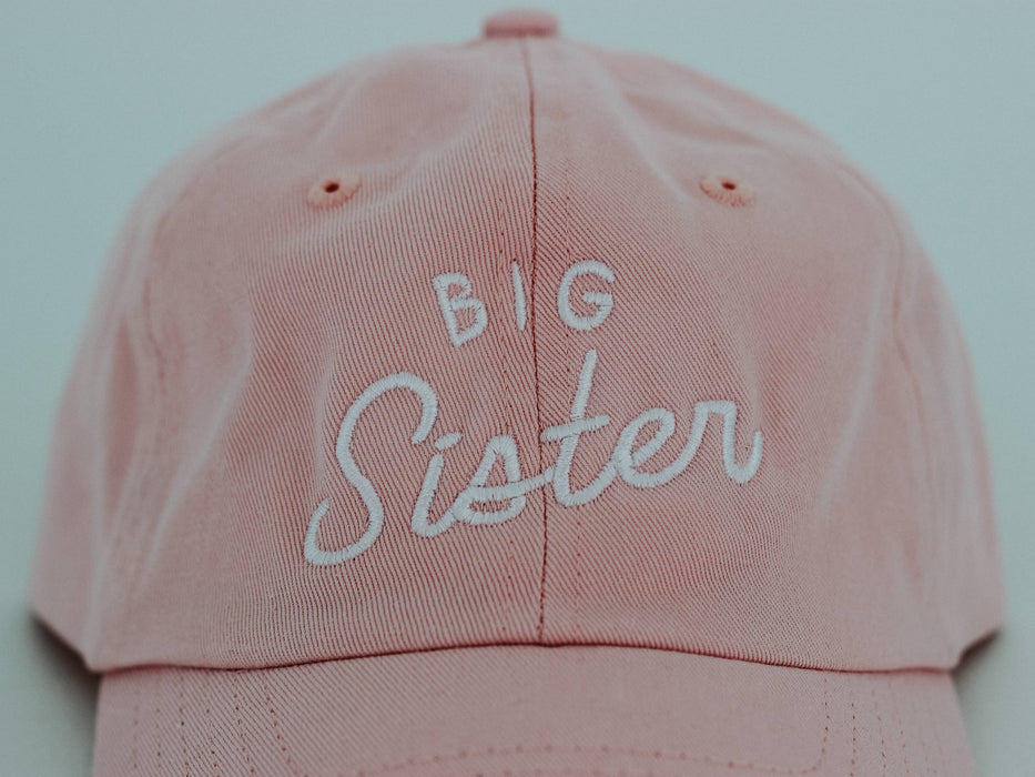 Big Sister Pink Twill Hat • Modern Girls Cap for New Sisters