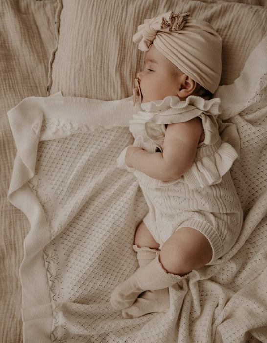 Cream Knit Heirloom Blanket