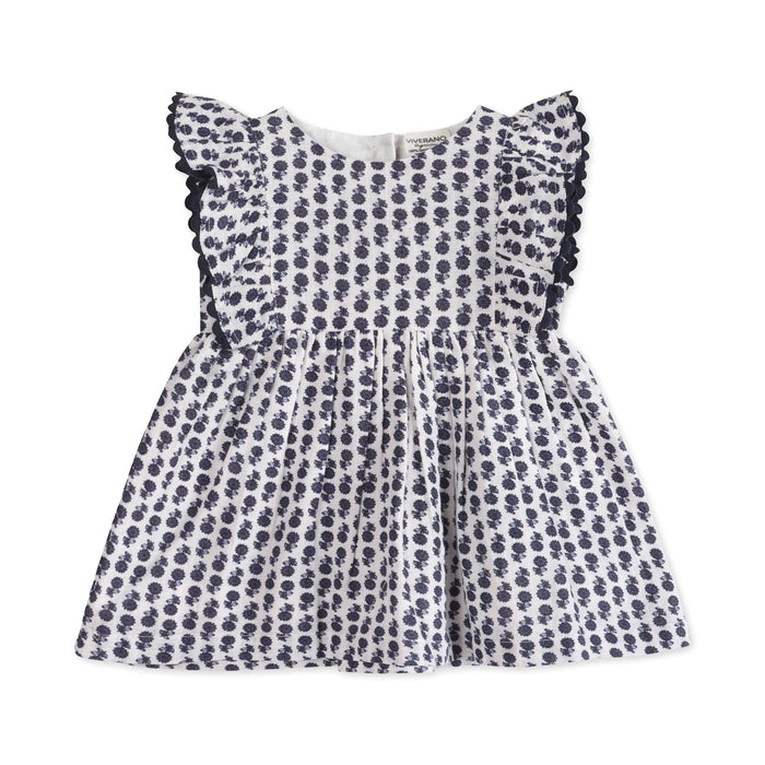 Jamie Blue Floral Baby Dress + Bloomer (Organic)