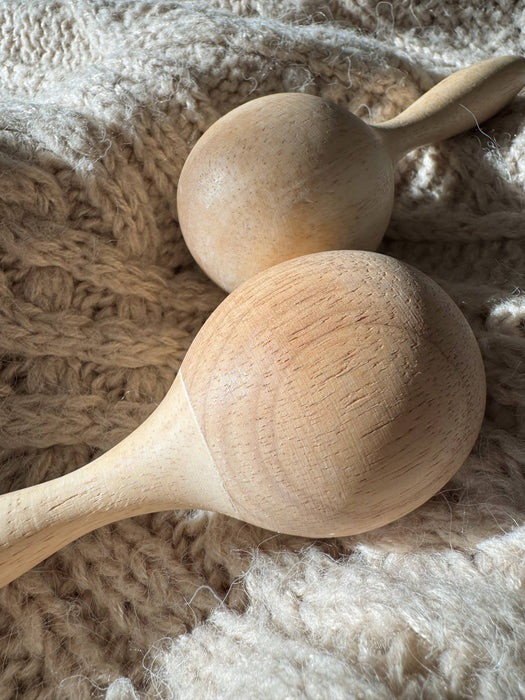 Handmade Oak Wooden Maracas for Kids Musical Toy