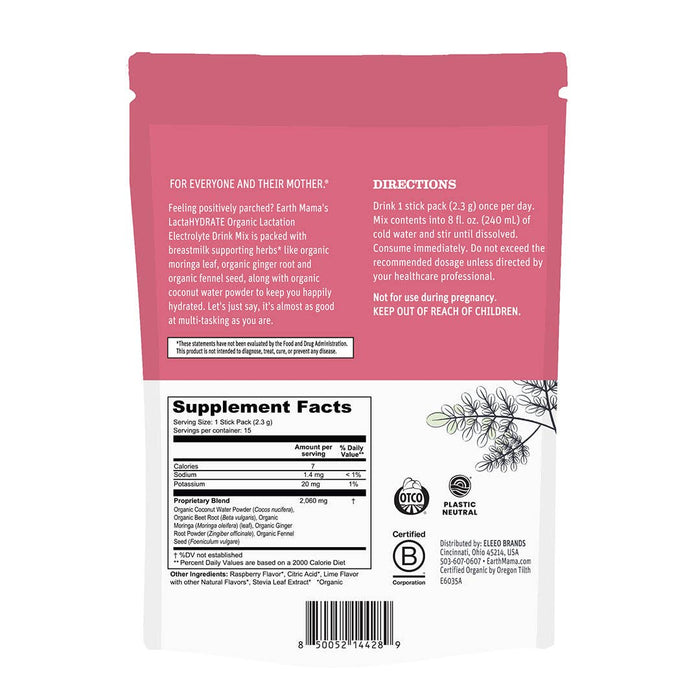 LactaHYDRATE Organic Lactation Electrolyte Drink Mix