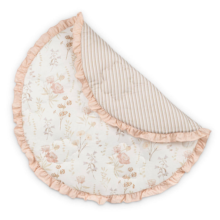Violet Floral Ruffle Quilted Baby Play Mat