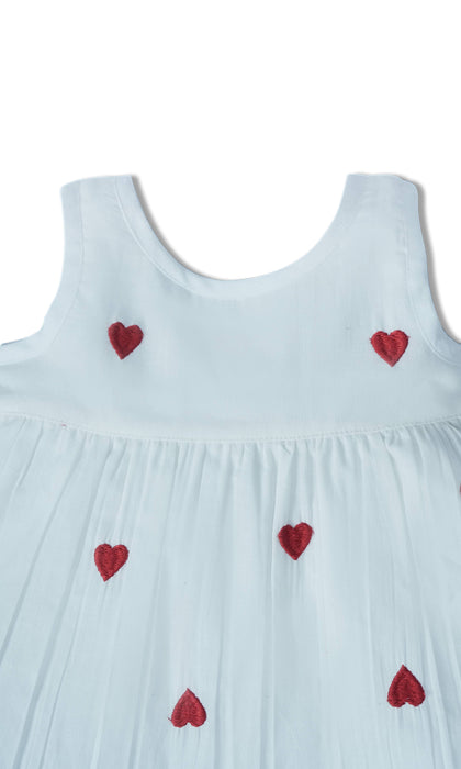 Heart-Embroidered Cotton Dress