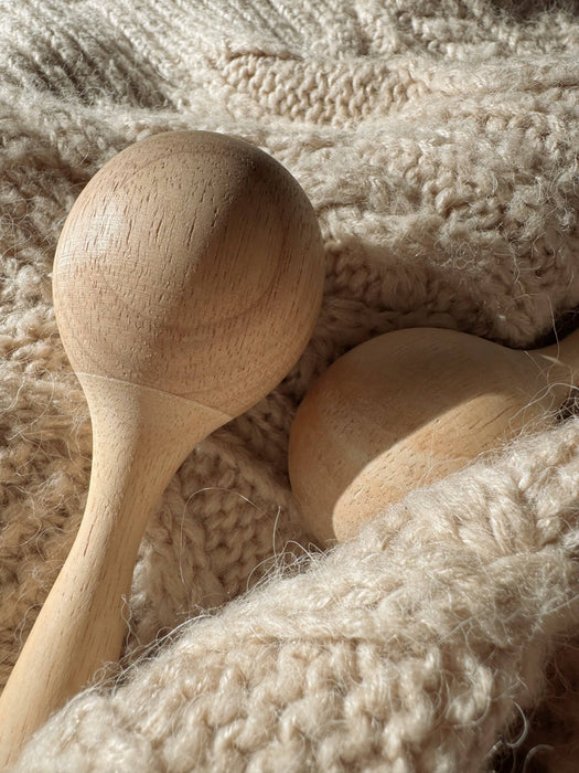 Handmade Oak Wooden Maracas for Kids Musical Toy