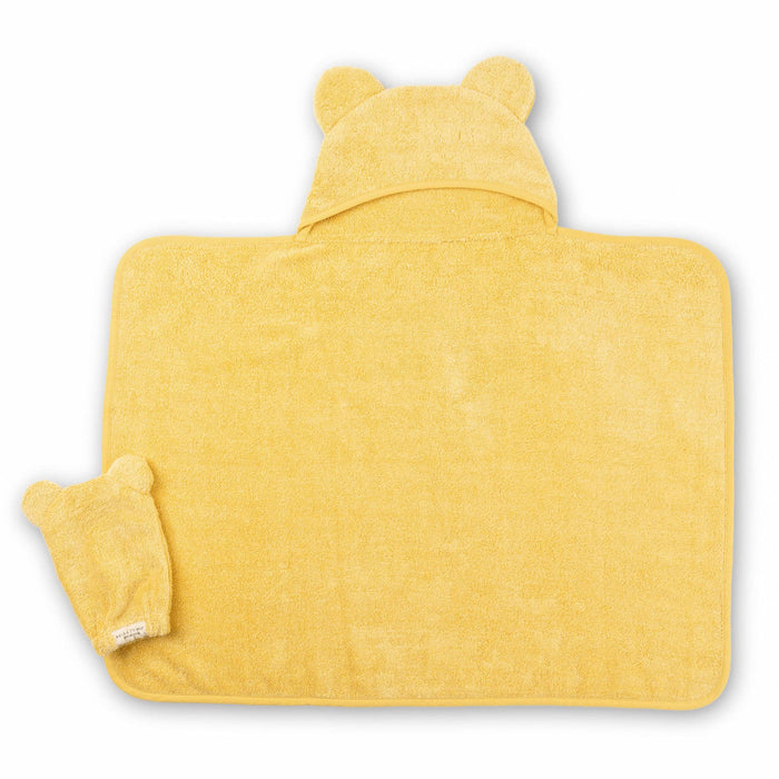 Hooded Towel + Wash Mitt Set Sunshine