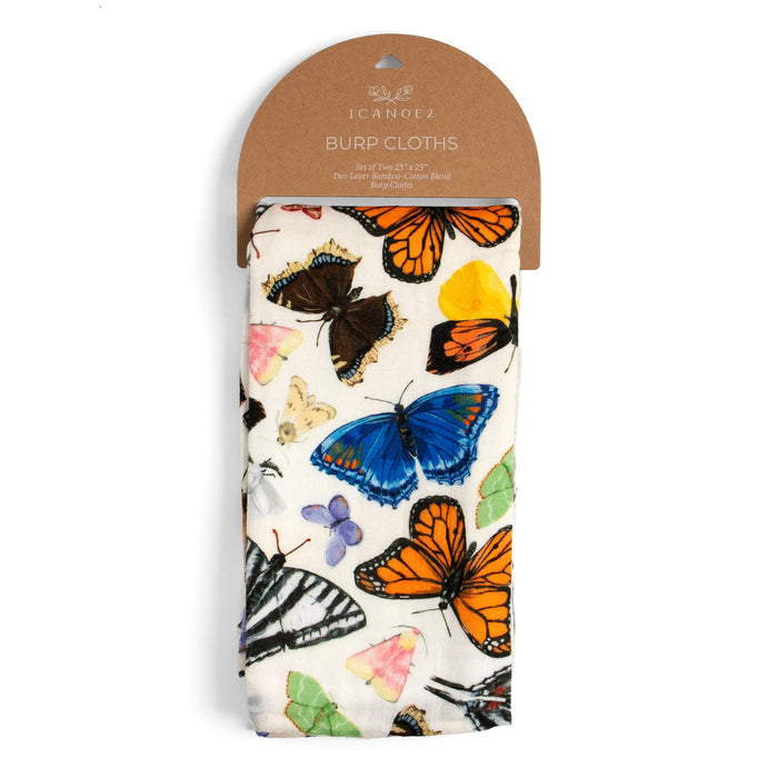 Flutter Friends Butterfly Baby Burp Cloths – Muslin Set of 2