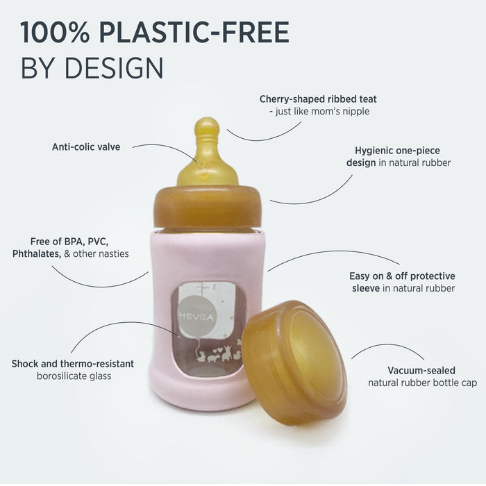 Hevea Wide Neck Glass Bottle with Sleeve - Single Pack - 5oz