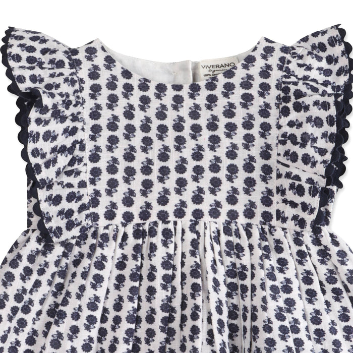 Jamie Blue Floral Baby Dress + Bloomer (Organic)