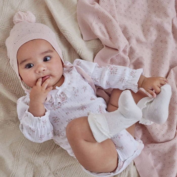 Rose Blush Pointelle Knit Bonnet