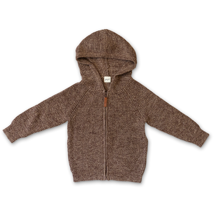 goumikids Cotton Kids Knit Hoodie - Bark