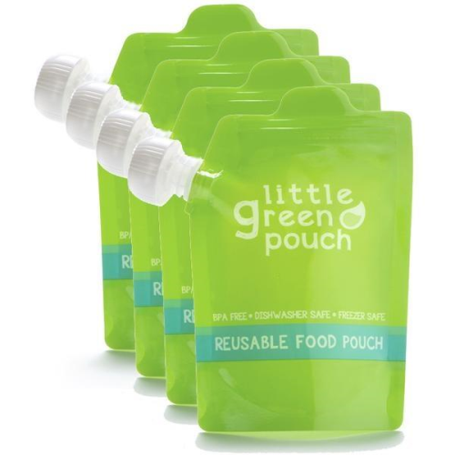 Little Green Pouch Reusable Food Pouch 4-Pack - Large 7OZ. Capacity