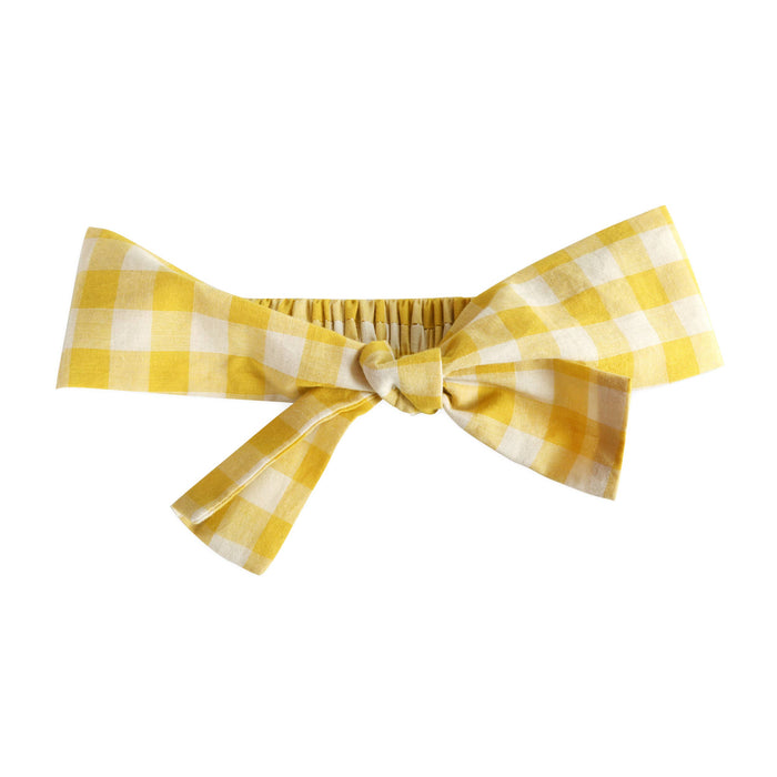 Lucy Gingham Smocked Baby Romper + Headband (Organic)