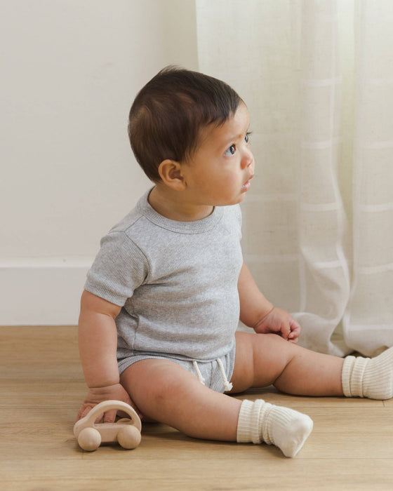 Quincy Mae Melange Socks Oatmeal, Rose
