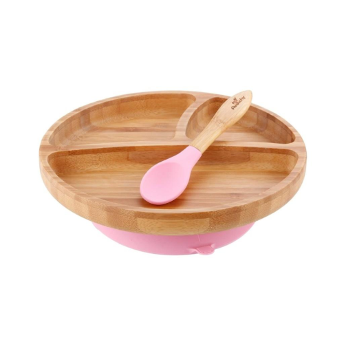 Avanchy Organic Bamboo Suction Toddler Plate + Spoon