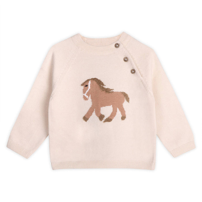 Viverano Organics Horse Jacquard Sweater Knit Baby Pullover (Organic Cotton)