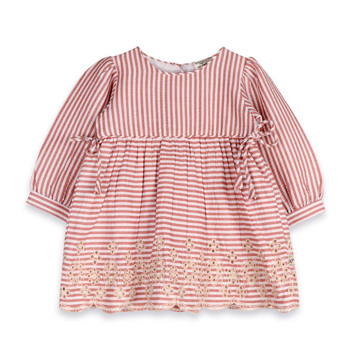 Viverano Organics Vivienne Striped Embroidered Baby Dress & Bloomer (Organic)