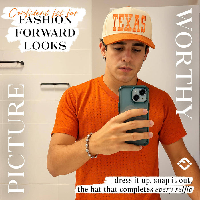 Retro Two Tone Cap - Texas - Orange/Beige