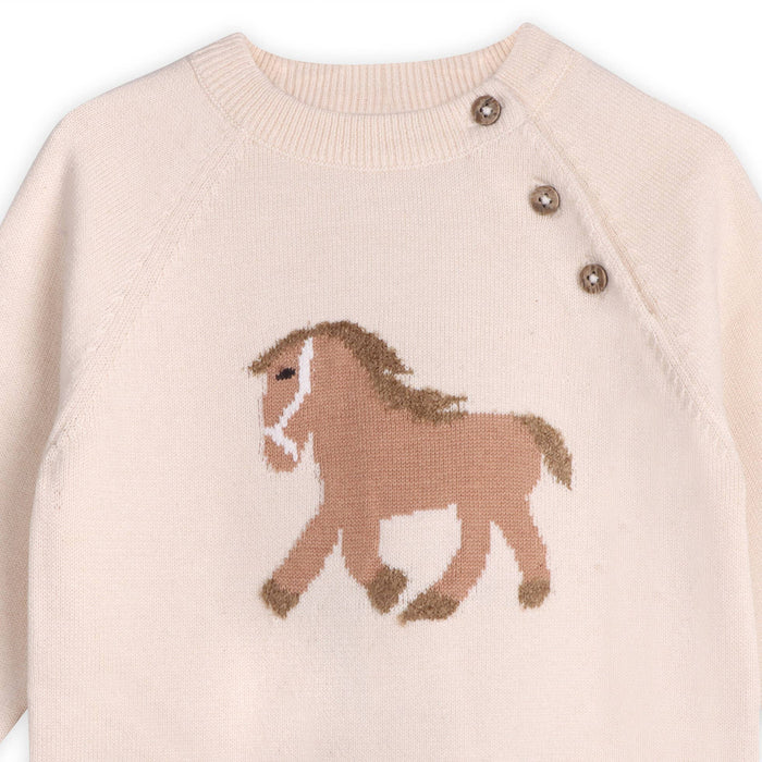 Viverano Organics Horse Jacquard Sweater Knit Baby Pullover (Organic Cotton)
