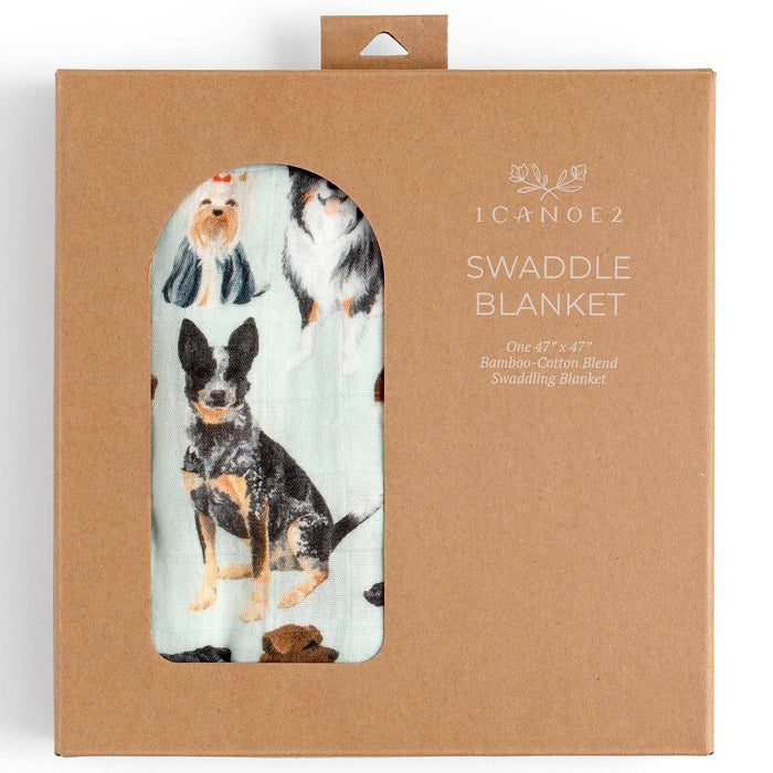 Furry Friends Dogs Muslin Baby Swaddle Blanket