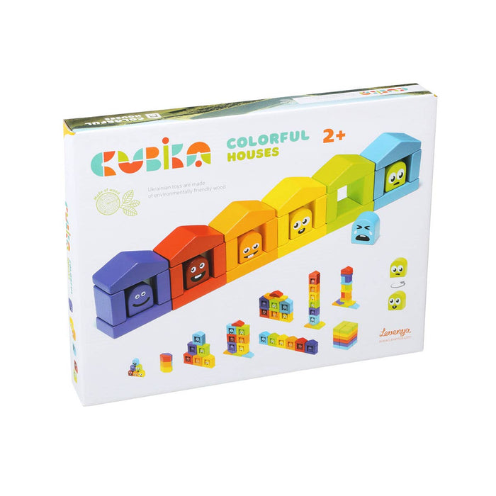 Cubika Wooden Construction Set Colorful Houses