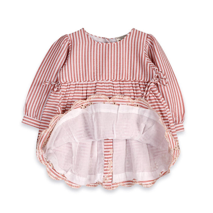 Viverano Organics Vivienne Striped Embroidered Baby Dress & Bloomer (Organic)