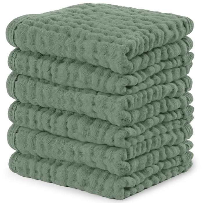 Muslin Baby Washcloths, Soft 10"x10" Cotton by Comfy Cubs