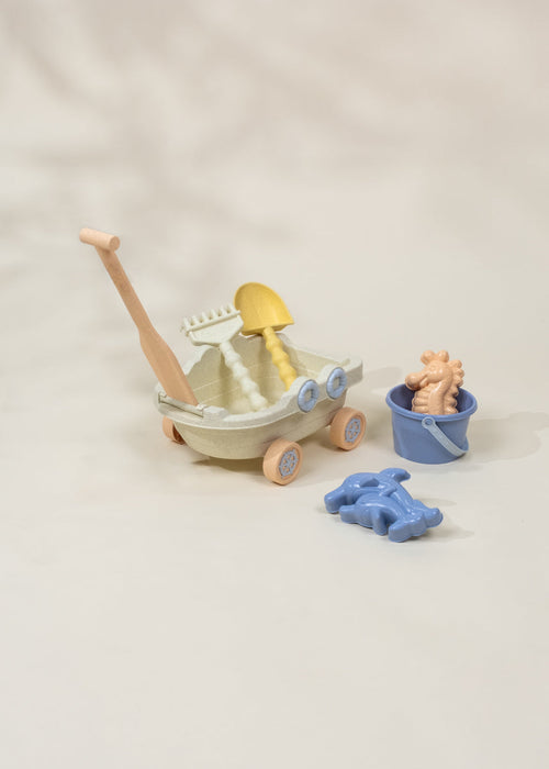 Coco Village Oversized 6-Piece Wheat Straw Sand Toy Set | Wagon & Accessories