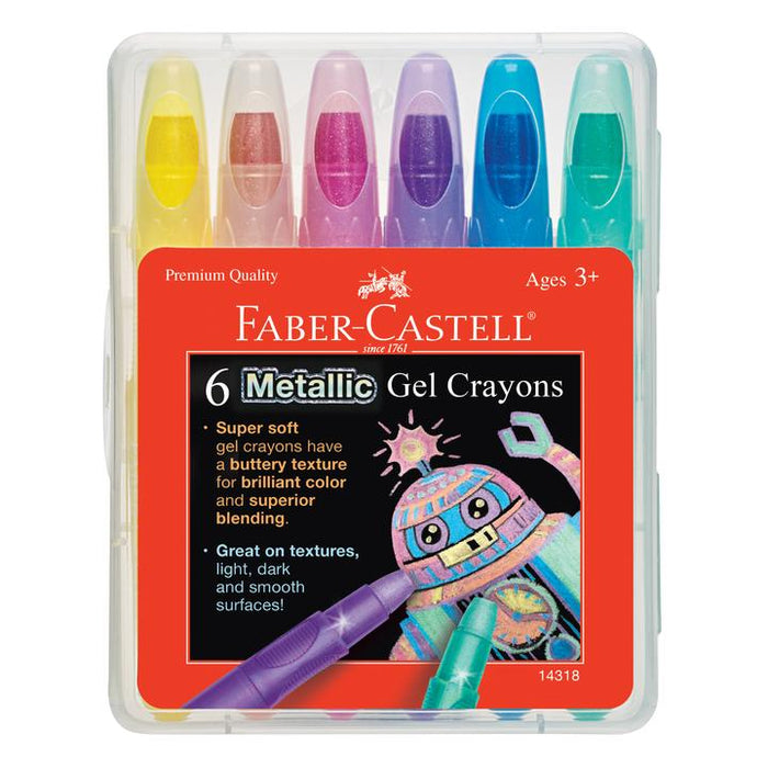 Faber-Castell 6 Metallic Gel Crayons in Storage Case