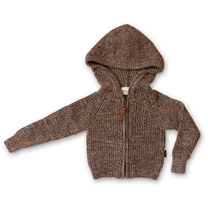 goumikids Cotton Kids Knit Hoodie - Bark