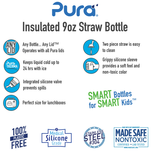 Pura Stainless Kiki 9oz Vacuum Insulated Straw Bottle