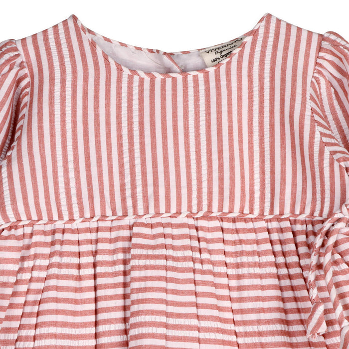 Viverano Organics Vivienne Striped Embroidered Baby Dress & Bloomer (Organic)