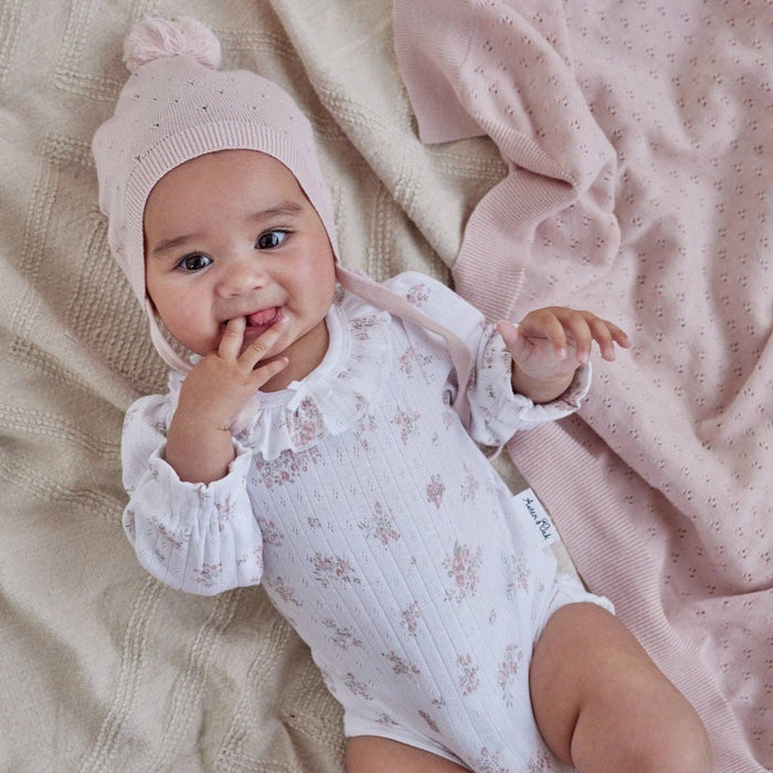 Rose Blush Pointelle Knit Bonnet