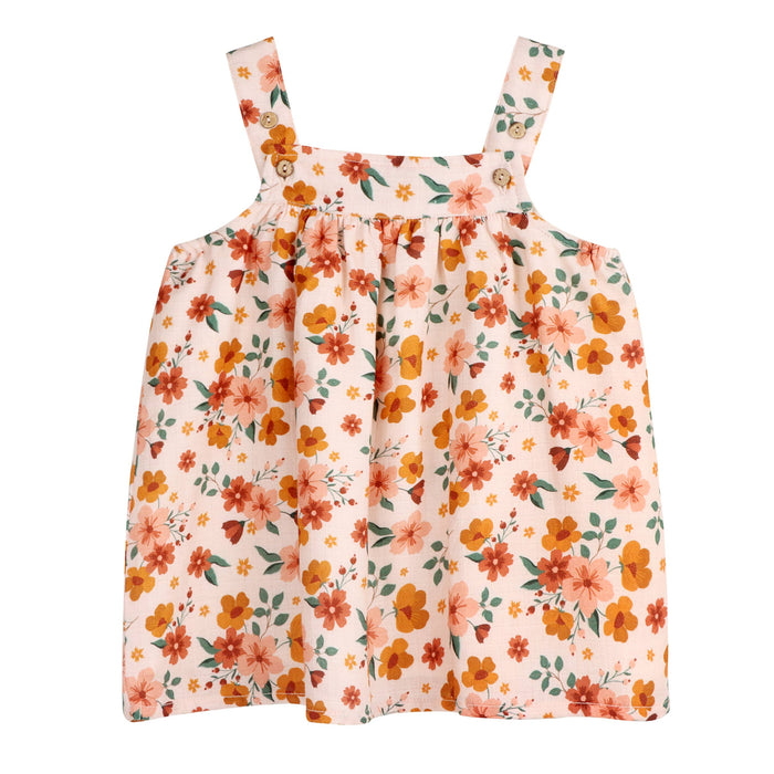 Summer Floral Baby Girl Dress + Bloomer (Organic Muslin)