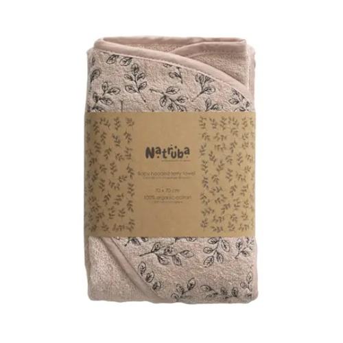 Natruba Muslin Baby Hooded Bath Towel (Leaf Embroided Hood)