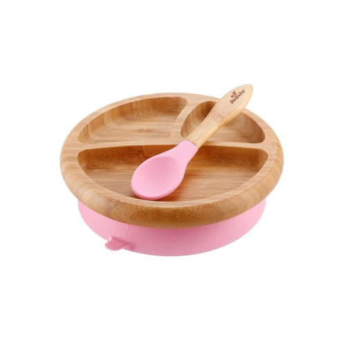 Avanchy Organic Bamboo Suction Baby Plate + Spoon